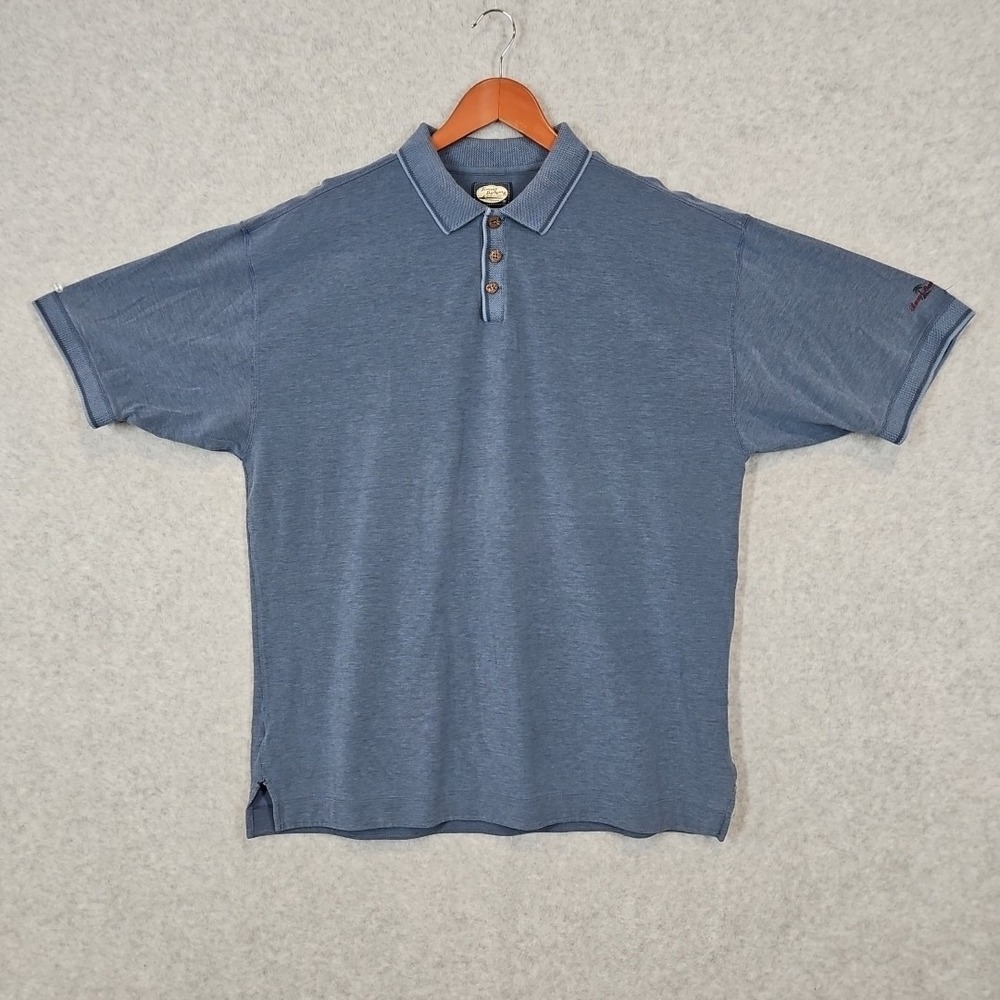 Vintage Tommy Bahama Mens Blue Polo Short Sleeve Mesh Cotton Shirt XL Y2K